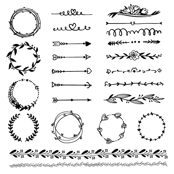 Ornamental Frames Arrows Hand Drawn Collection 23 2148823018
