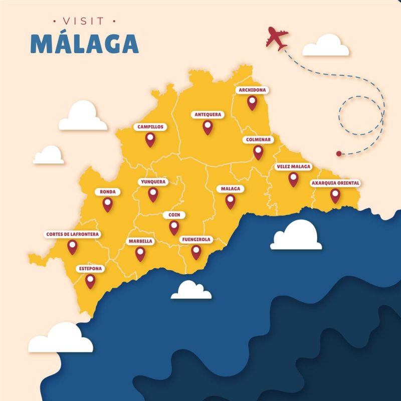 Paper style Málaga map Free Vector