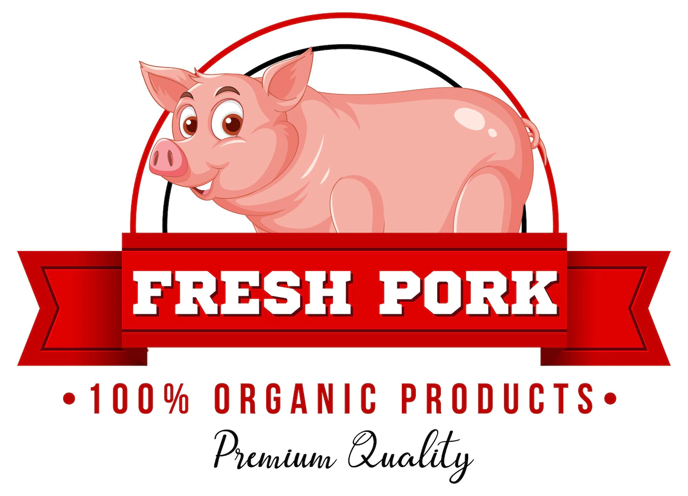 Pig Cartoon Character Logo Pork Products 1308 108100