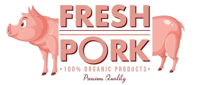 Pig cartoon character logo for pork products Free Vector