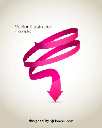 Pink spiral arrow design Free Vector