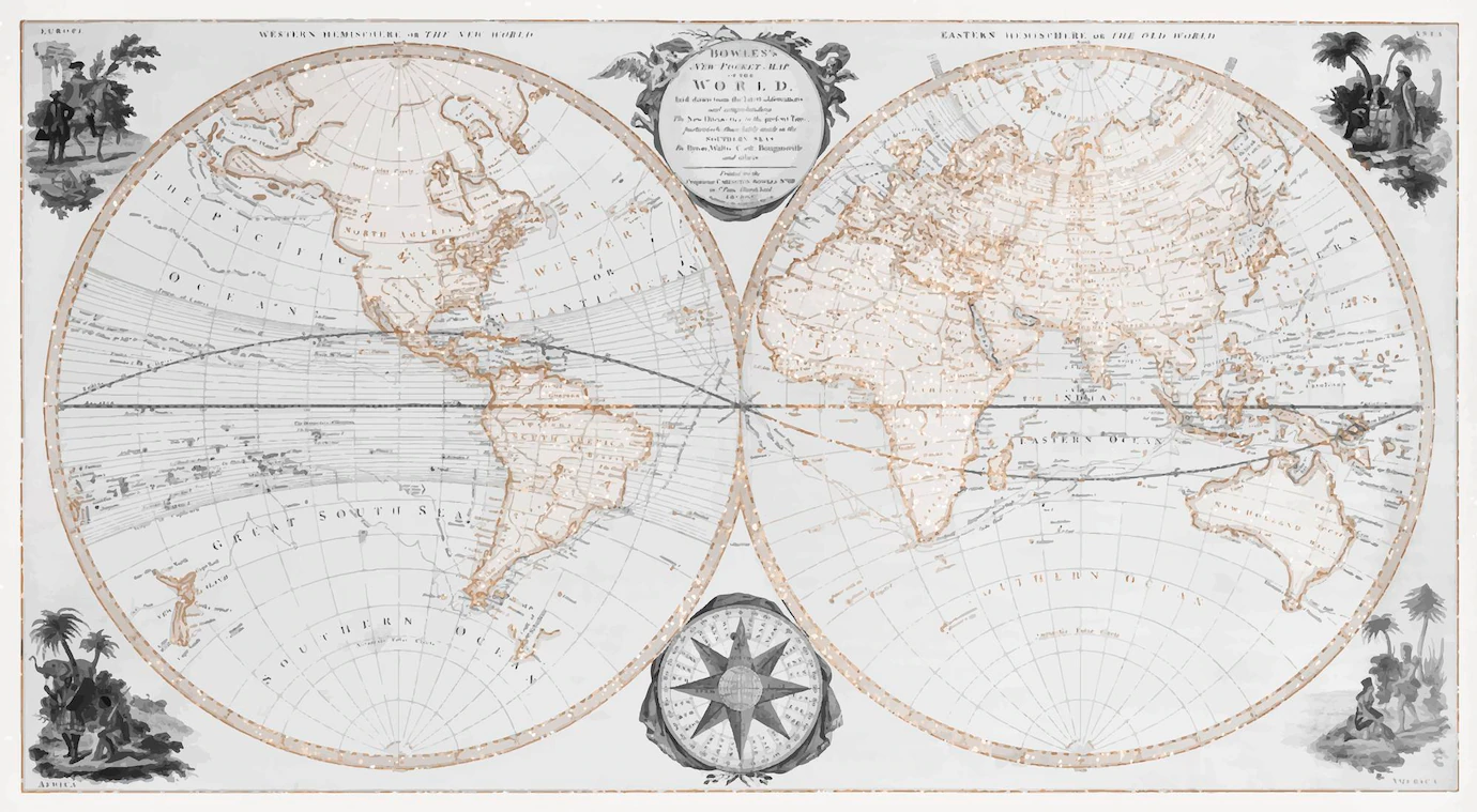 Pocket World Map Vintage Illustration Vector Remix From Original Artwork 53876 140341