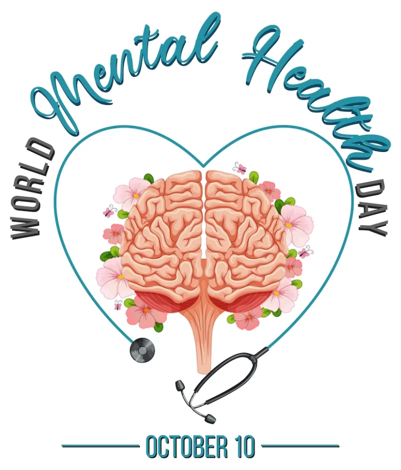 Poster design for world mental health day Free Vector