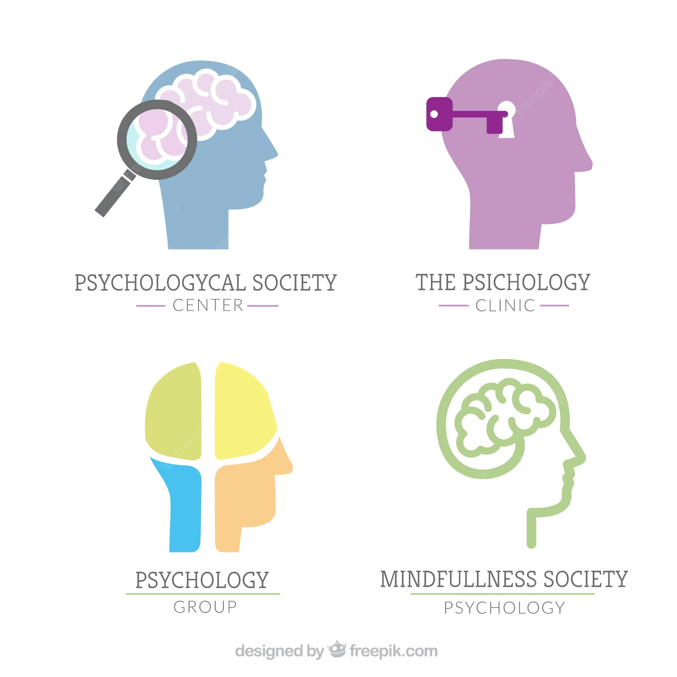 Psychology Logos With Human Brain 23 2147589840