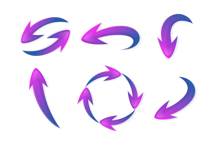 Purple arrows collection Free Vector