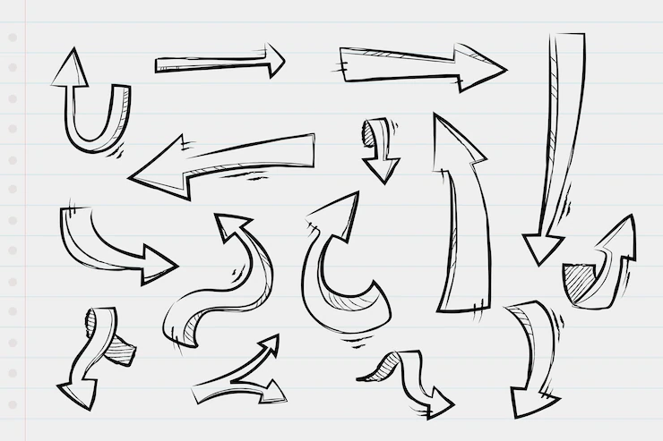 Realistic Hand Drawn Arrow Collection 23 2148875682