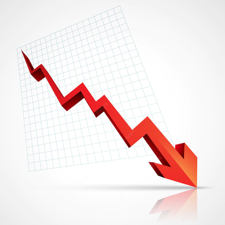 Red Arrow Pointing Downwards Showing Crisis 1394 769