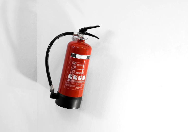 Red Fire Extinguisher White Wall 53876 100096