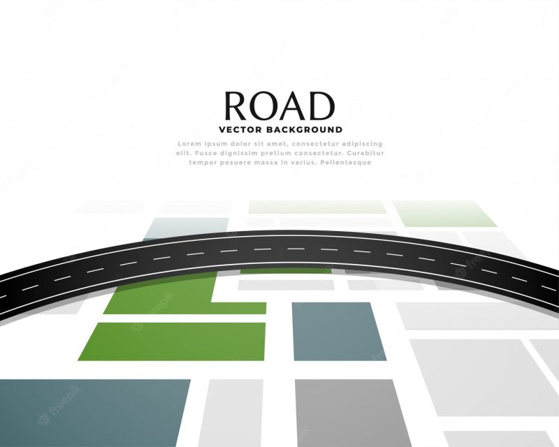 Road map journey route pathway background design Free Vector