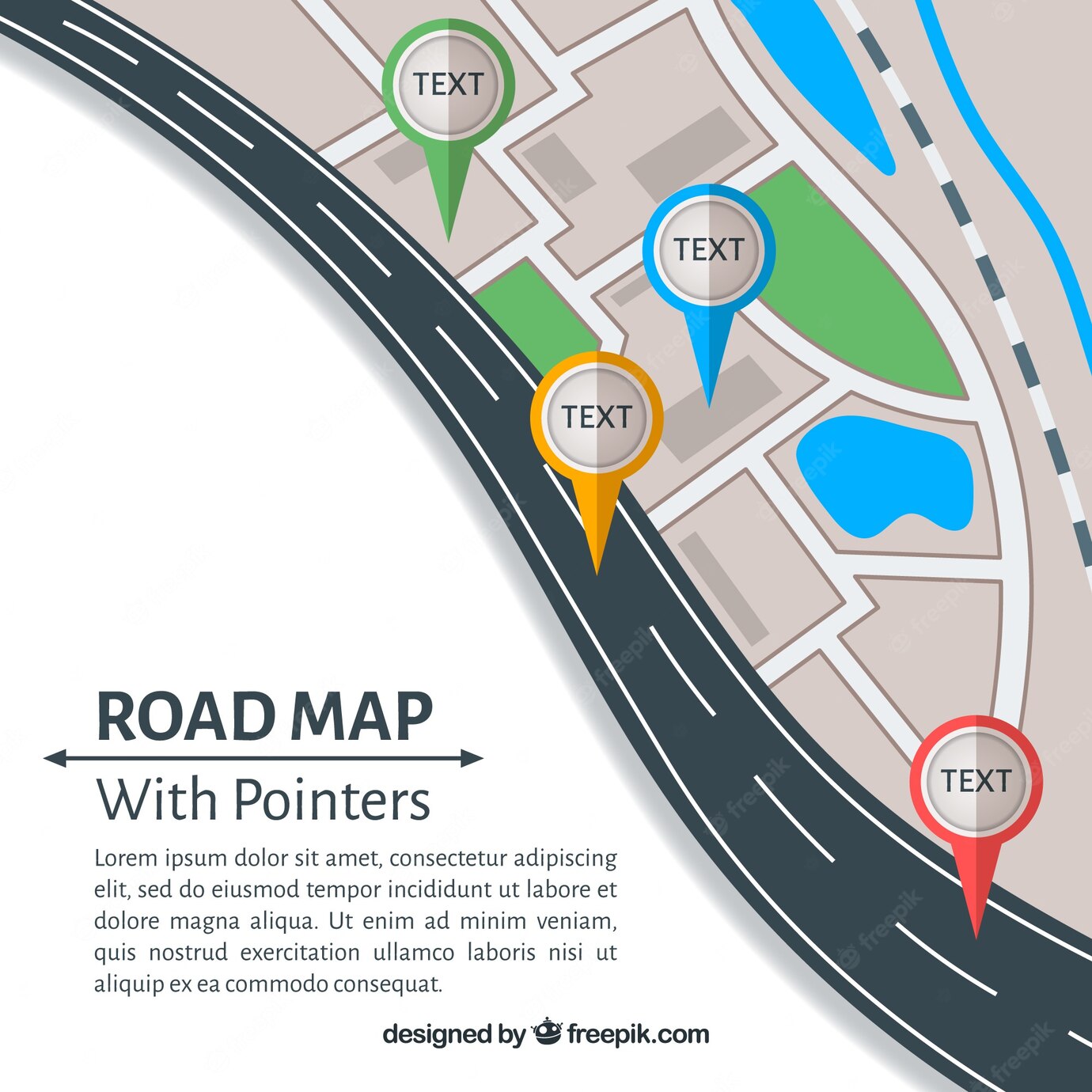 Road Map With Pointers Flat Style 23 2147781908