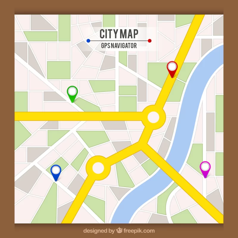 Road map with pointers in flat style Free Vector