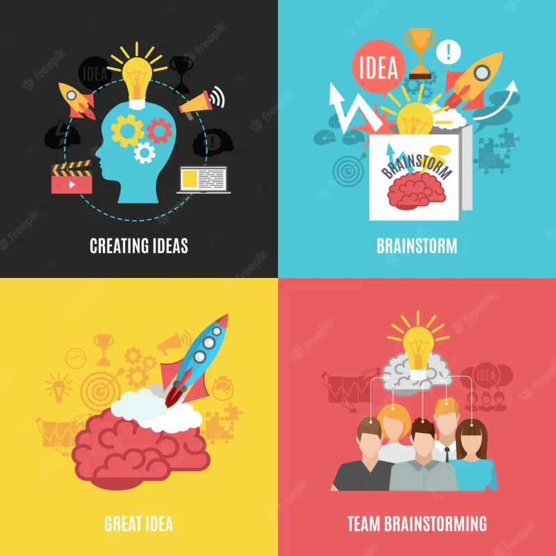 Set of 2×2 brainstorm compositions Free Vector