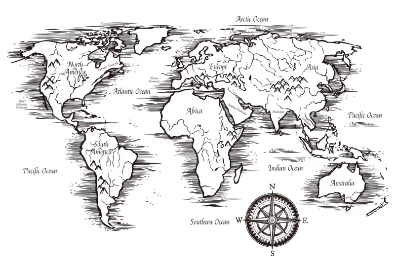 Sketch world map template Free Vector