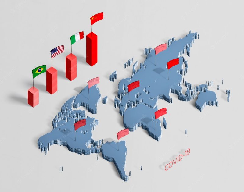 Spreading of coronavirus map around the world Free Psd