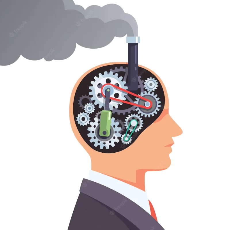 Steampunk brain engine with cogs and gears Free Vector