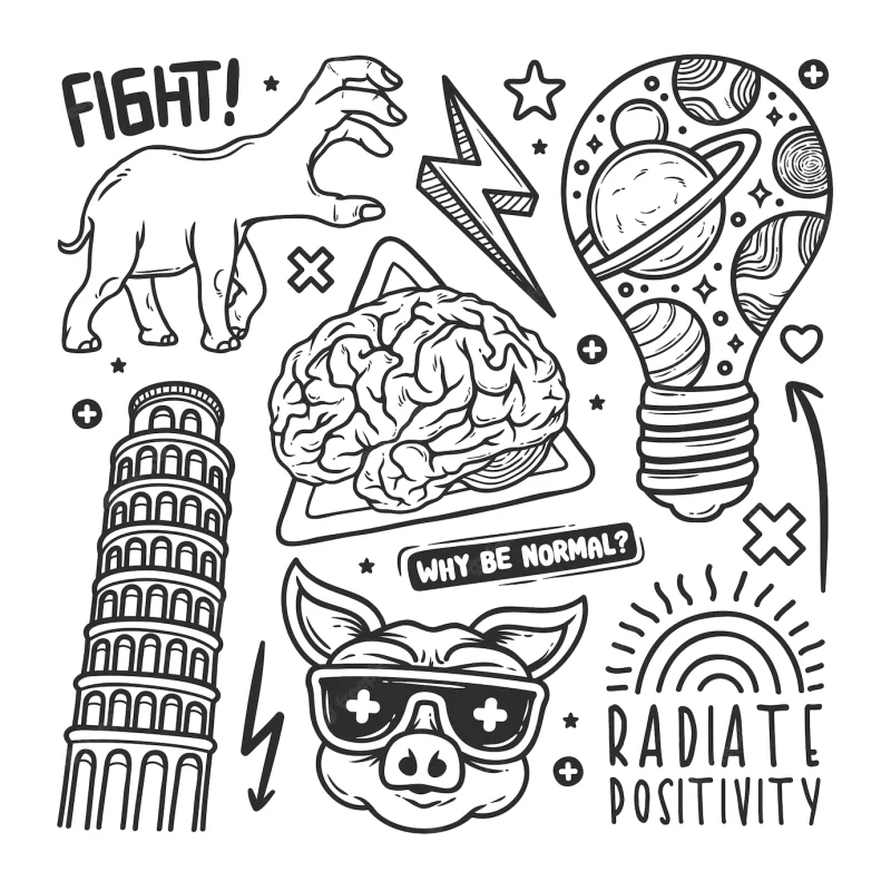 Stickers hand drawn doodle Free Vector