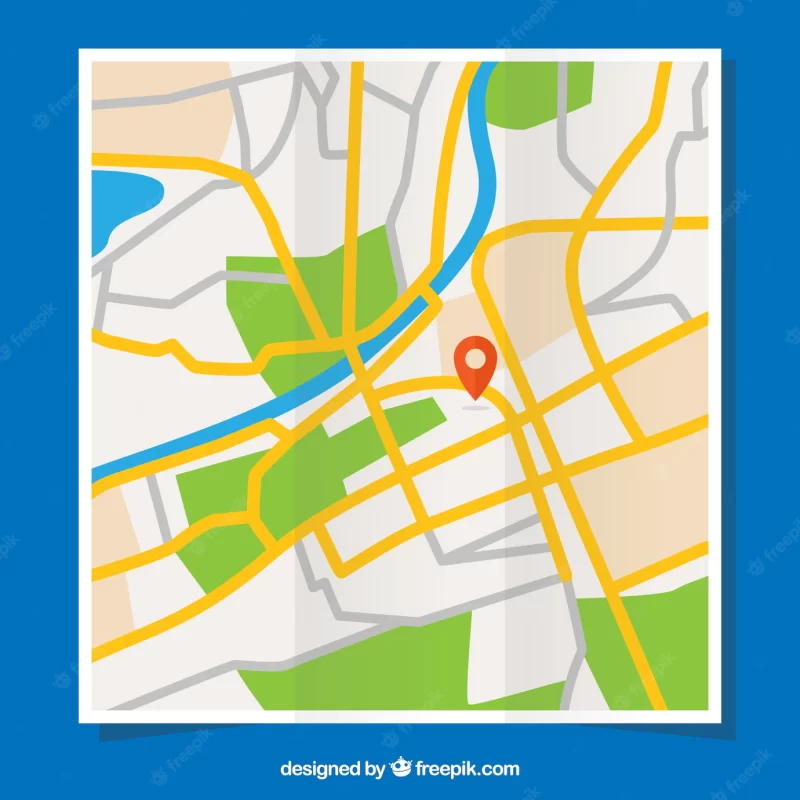 Street map with pin in the middle Free Vector