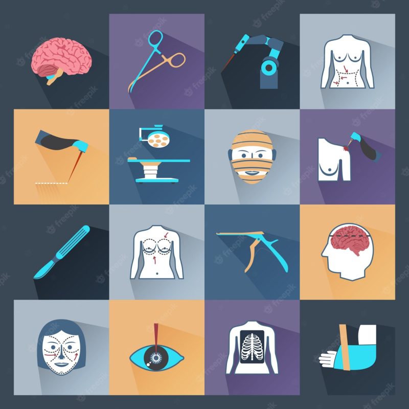 Surgery icons flat Free Vector