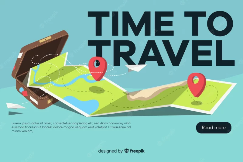 Travel banner with flat design Free Vector