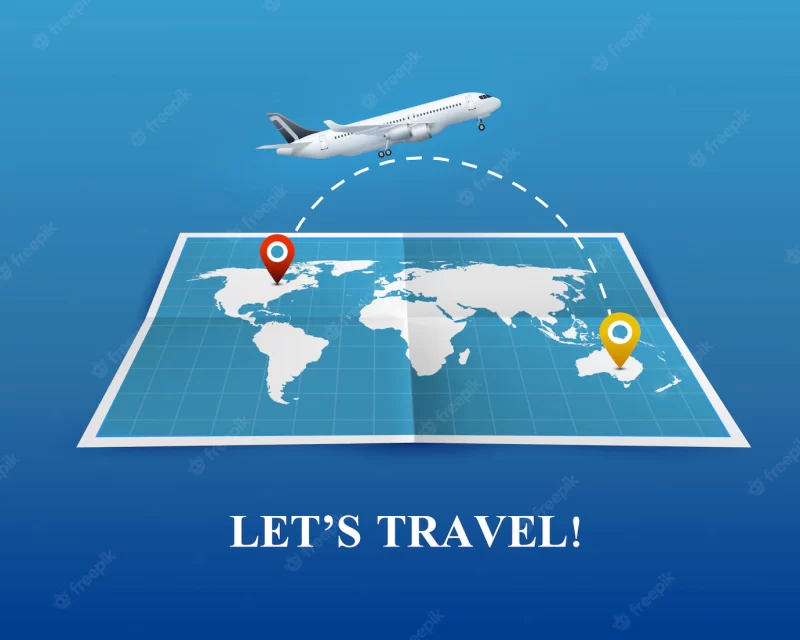 Travel by airplane realistic composition Free Vector