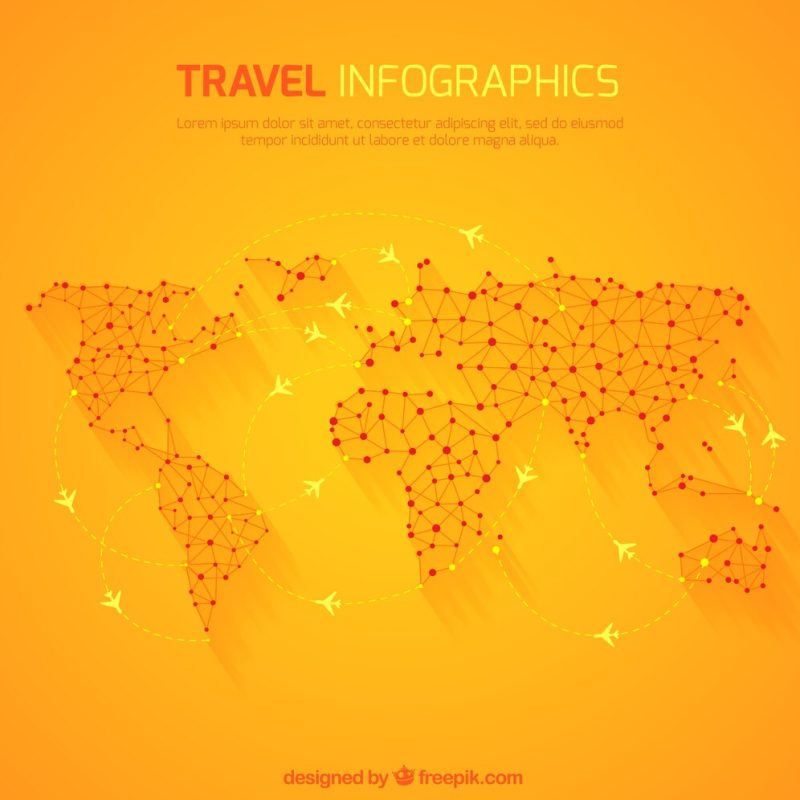 Travel infographic with world map Free Vector