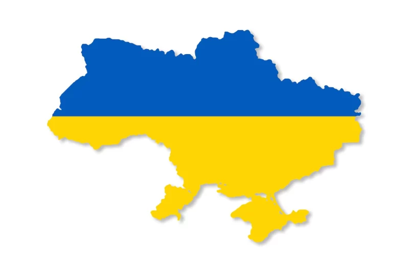 Ukraine map with national flag colors Free Vector