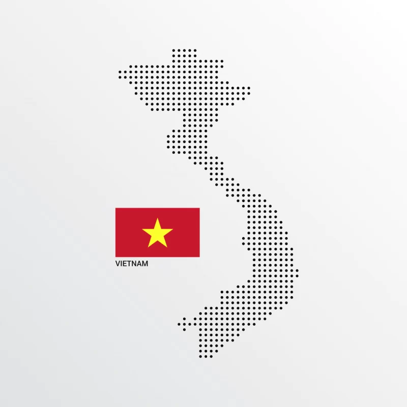 Vietnam map design with flag and light background vector Free Vector