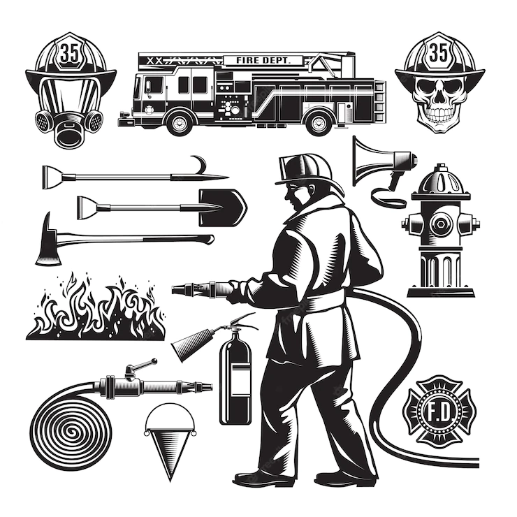Old firefighting elements set Free image