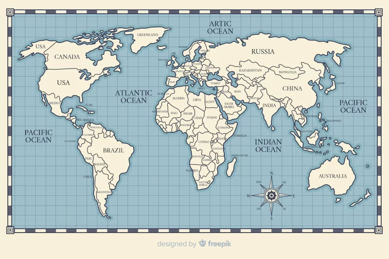 Vintage theme drawing for world map Free Vector