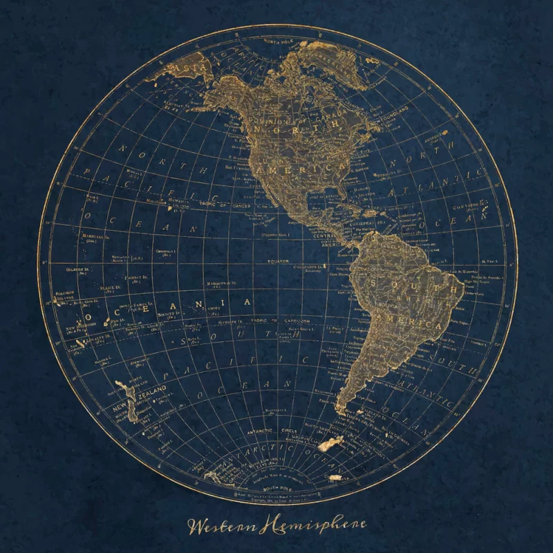 Western hemisphere map vintage illustration, remix from original artwork. Free Vector