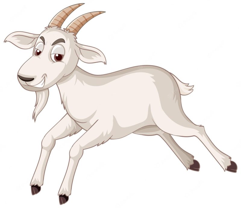A white goat cartoon character Free Vector
