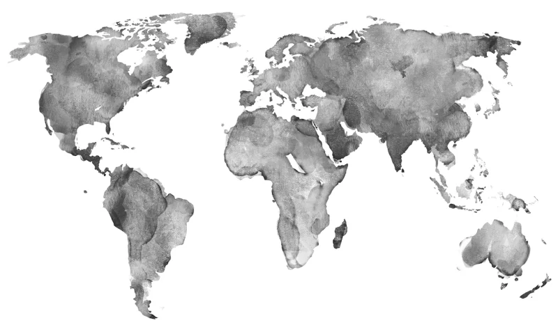 World map in black and white watercolor Free Photo