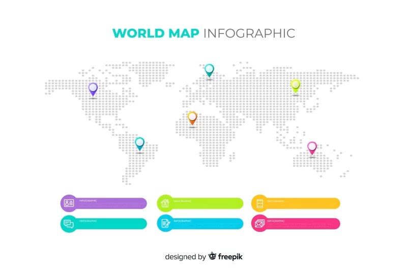 World map business infographic Free Vector