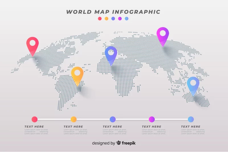 World map business info-graphic Free Vector