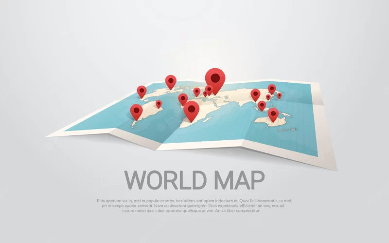 World map earth with pins travel concept Premium Vector