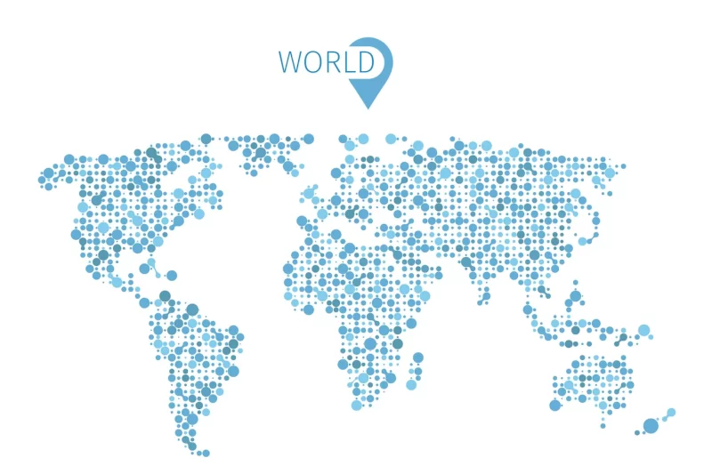 World map from circles for infographic. illustration map world and abstract shape map Free Vector