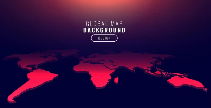 World map in perspective red background Free Vector