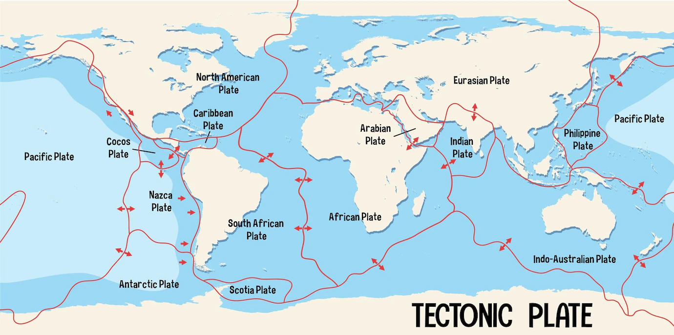 World Map Showing Tectonic Plates Boundaries 1308 56797