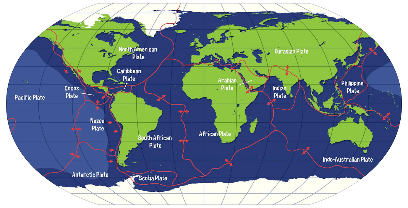 World Map Showing Tectonic Plates Boundaries 1308 59124