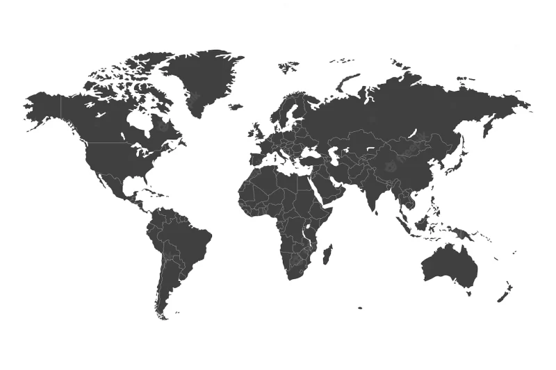 World map with selected countries in black template Premium Vector