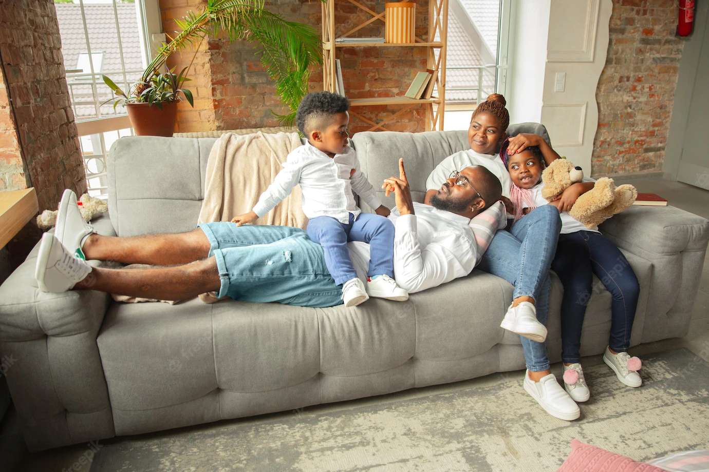 Young Cheerful African Family Spending Time Together Home 155003 41913