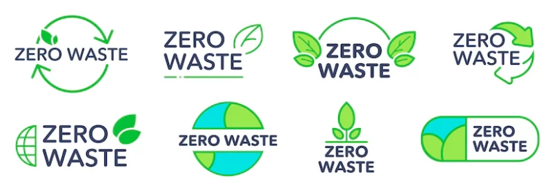 Zero waste eco friendly logos set Free Vector