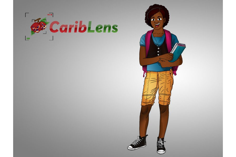 Cartoon black school, university or high school girl student